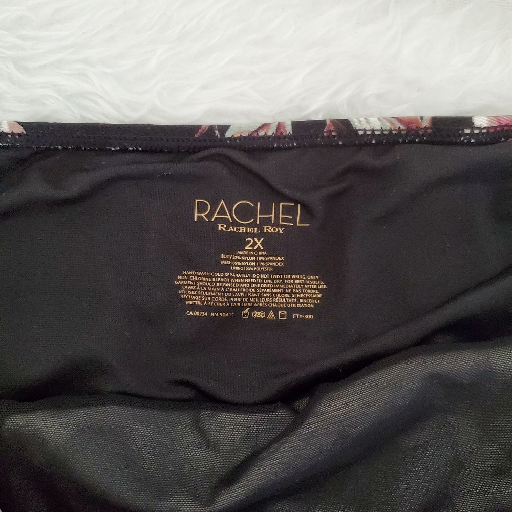 RACHEL Rachel Roy Black Floral Bikini Bottom 2X - Picture 3 of 7
